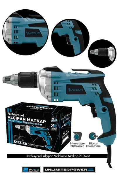 Assur Alçıpan Vidalama Mavi