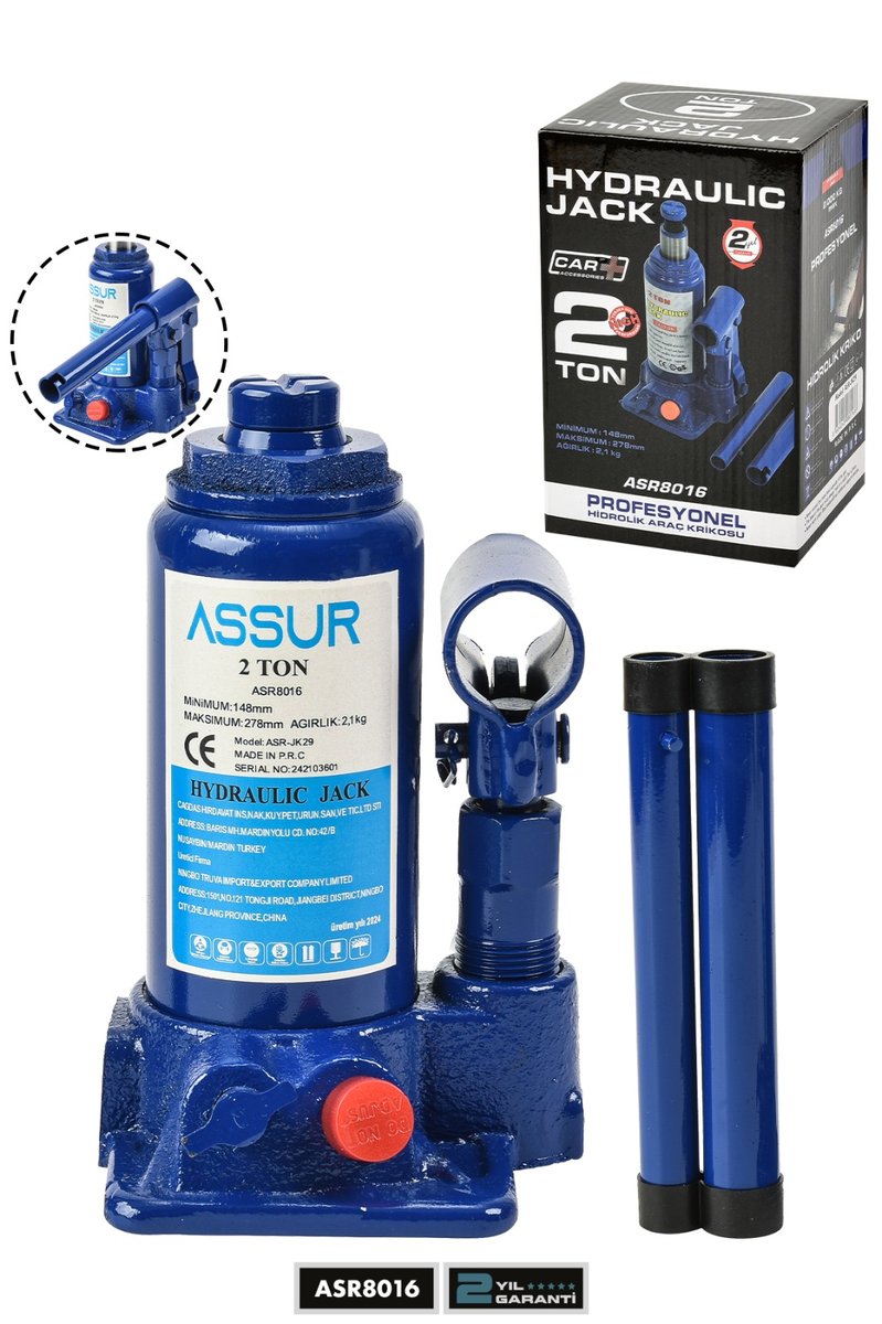 Assur 2 Ton Kriko Şişe Mavi