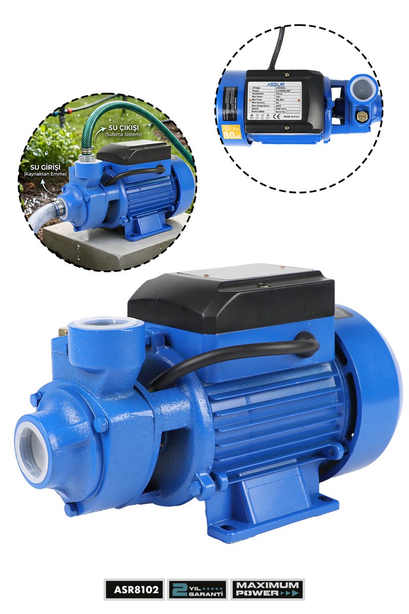 Assur Qb60 0.5 Hp Elektrikli Su Pompası