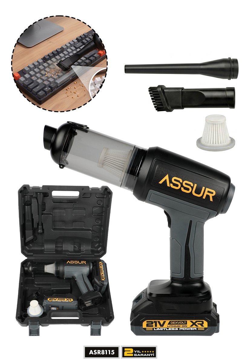 Assur 21V Elektrikli Süpürge Gri